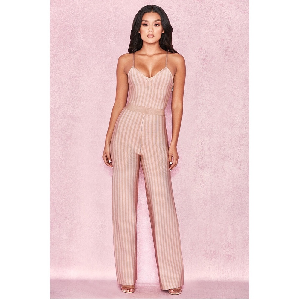 House of CB Blush Pink Striped Jumpsuit